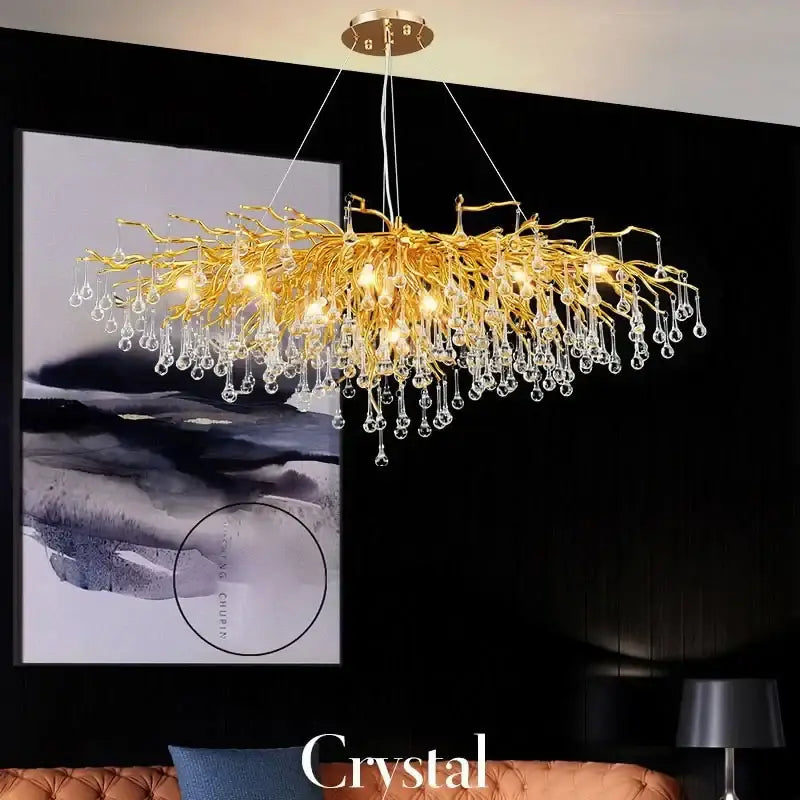 Copper Crystal Branch Chandelier