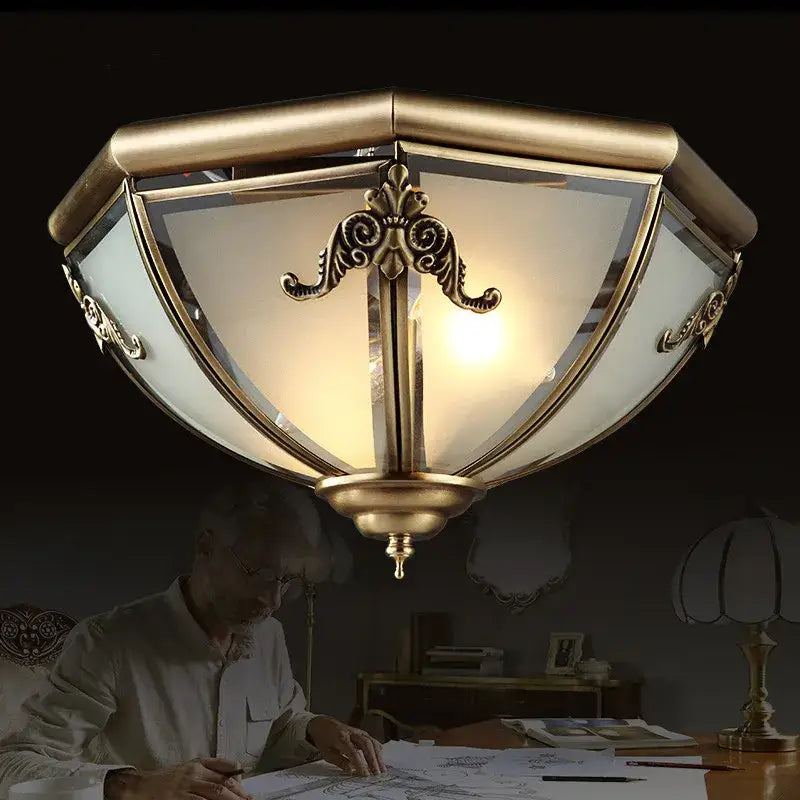Brass Scrollwork Ceiling Light