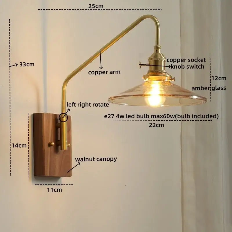 Copper Ceramic Wall Lamp with LED Lighting