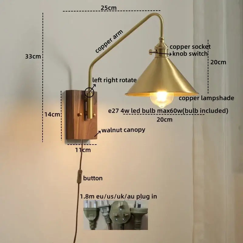 Copper Ceramic Wall Lamp with LED Lighting
