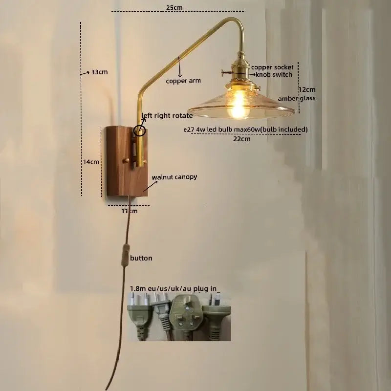 Copper Ceramic Wall Lamp with LED Lighting