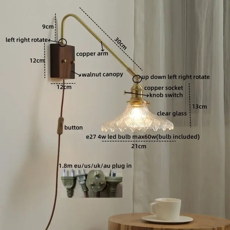 Copper Ceramic Wall Lamp with LED Lighting