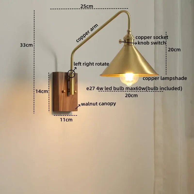 Copper Ceramic Wall Lamp with LED Lighting