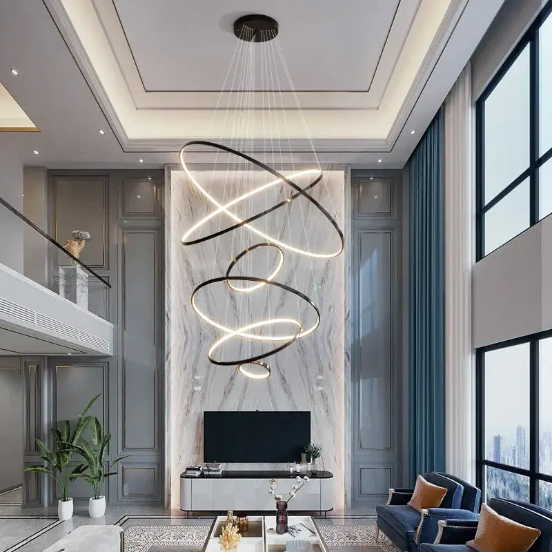 Copper Circle Chandelier Light