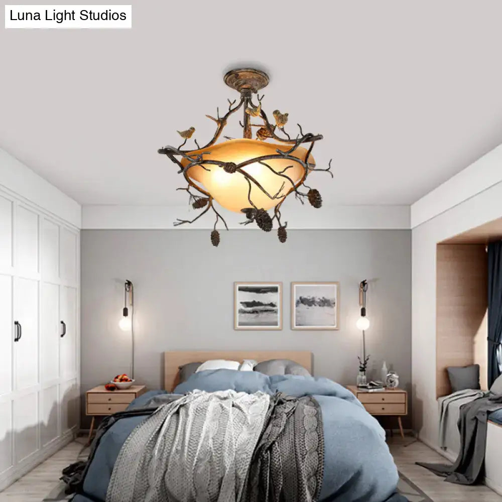 Bronze Bird Branch Light