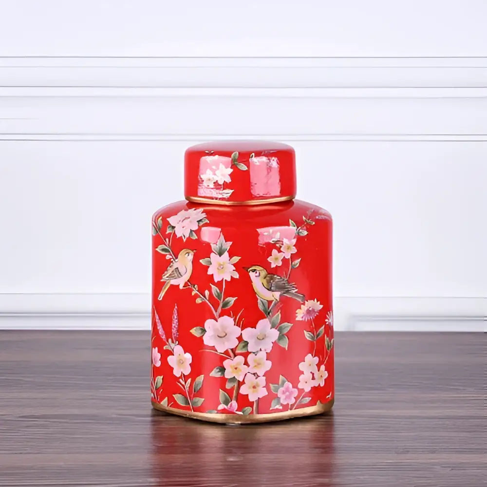 Yellow Floral Ceramic Jar