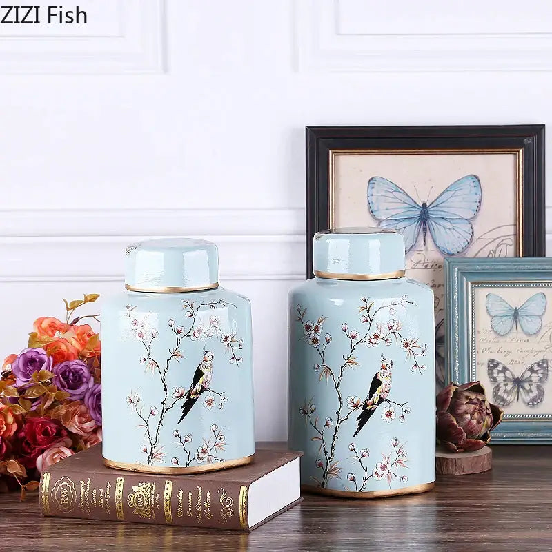 Yellow Floral Ceramic Jar