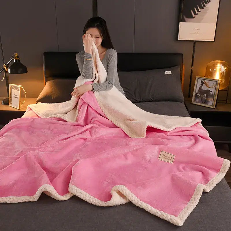 Gray White Plush Blanket