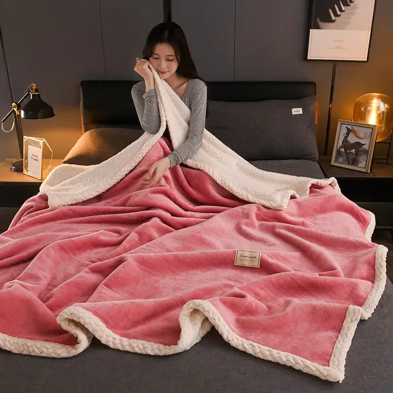 Gray White Plush Blanket