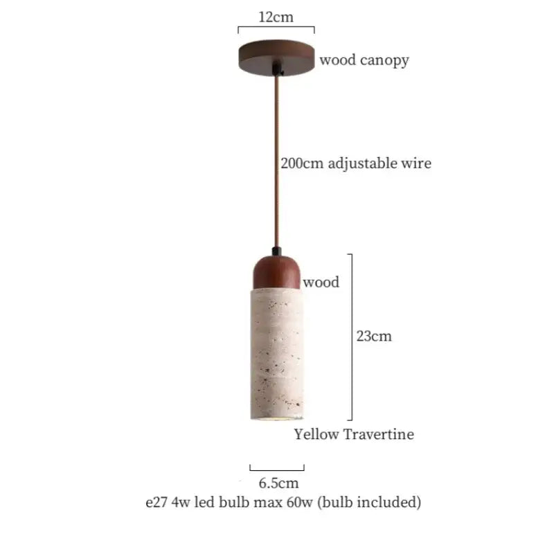 Cream Glass Wood Pendant