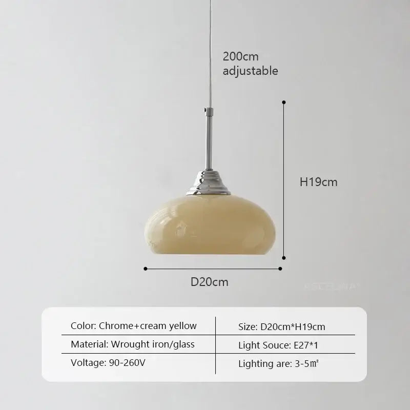 Cream Glass Oval Pendant