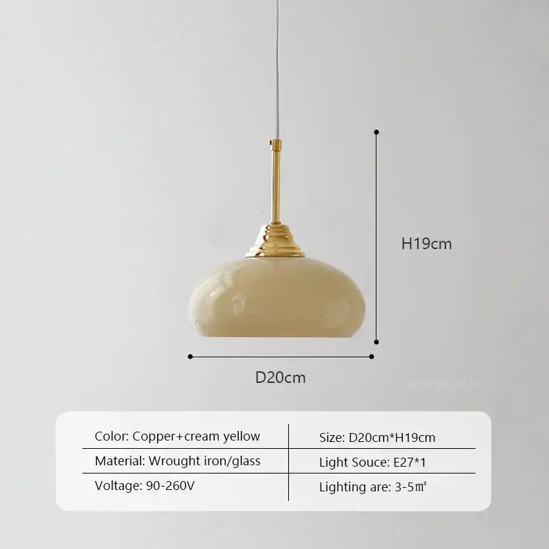 Cream Glass Oval Pendant