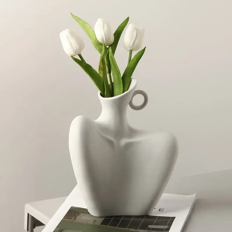 White Ceramic Human Vase