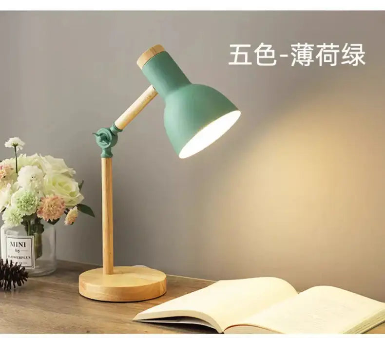 Mint Green Wooden Table Lamp