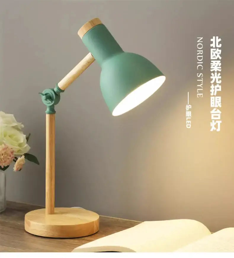 Mint Green Wooden Table Lamp