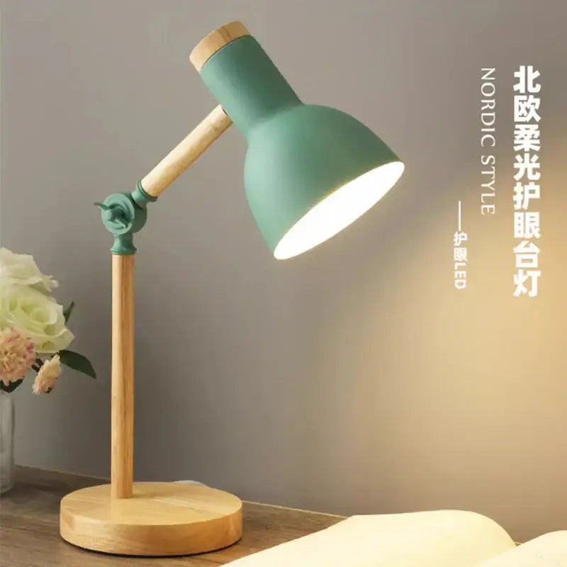 Mint Green Wooden Table Lamp