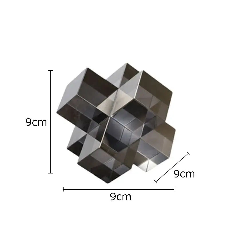 Black Geometric Glass Sculpture with Interlocking Design