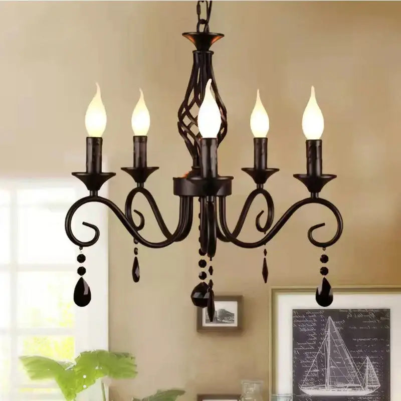Chrome Branch Glass Chandelier