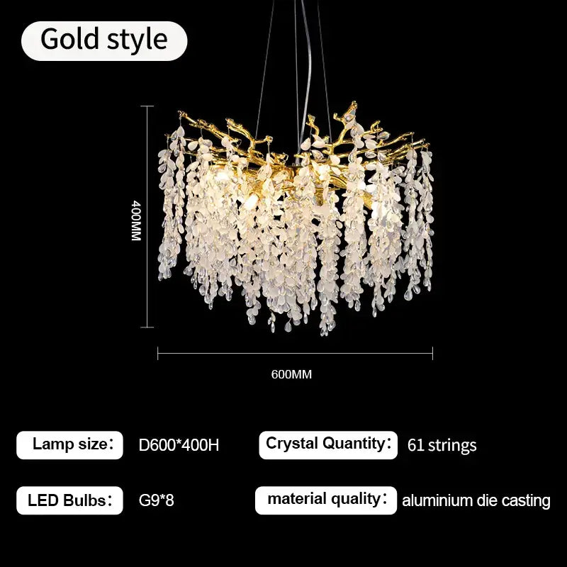 Silver Crystal Branch Pendant for Bedroom or Living Room