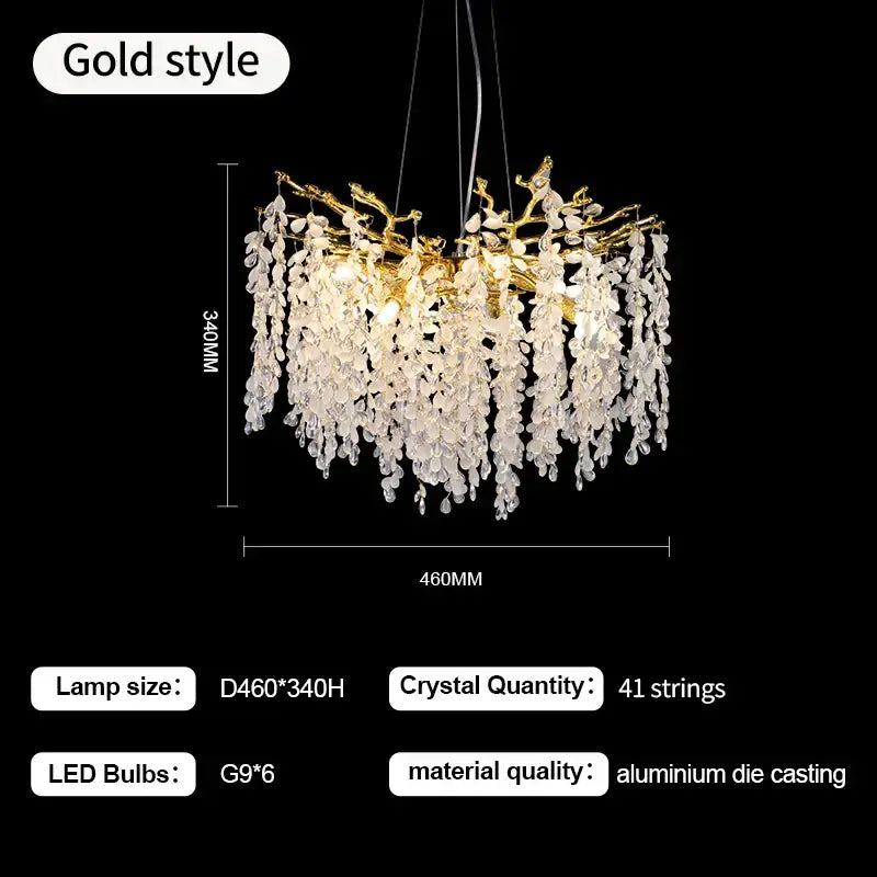 Silver Crystal Branch Pendant for Bedroom or Living Room
