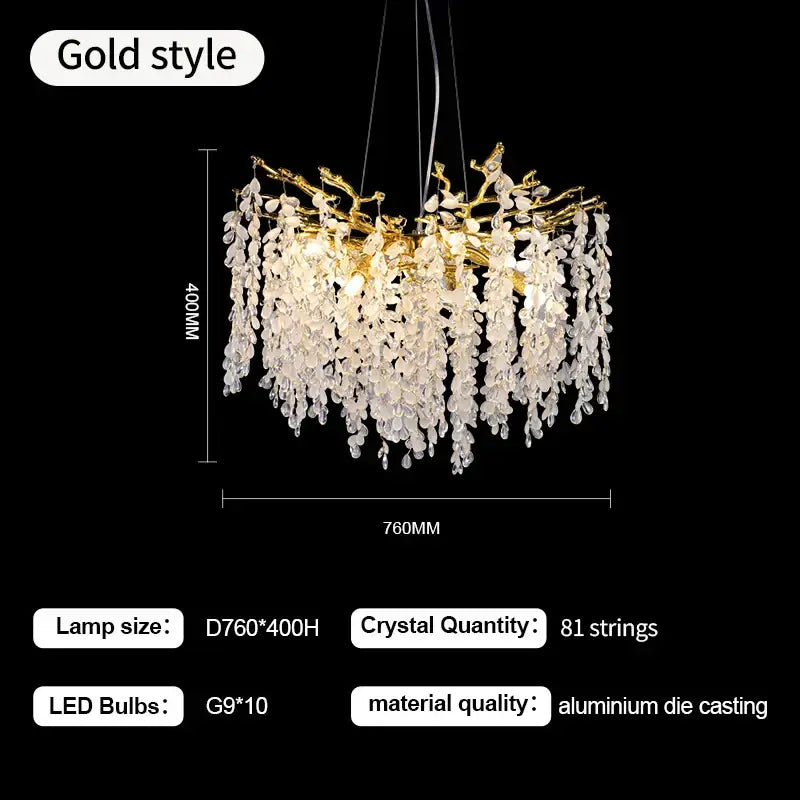 Silver Crystal Branch Pendant for Bedroom or Living Room