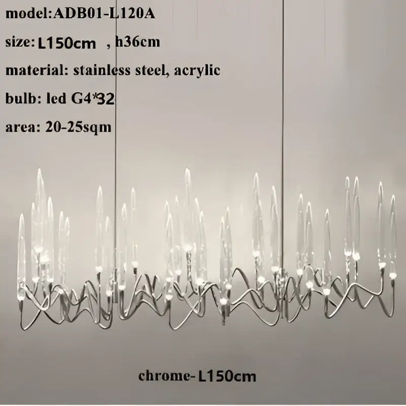 Gold Branch Chandelier with Acrylic Lampshade