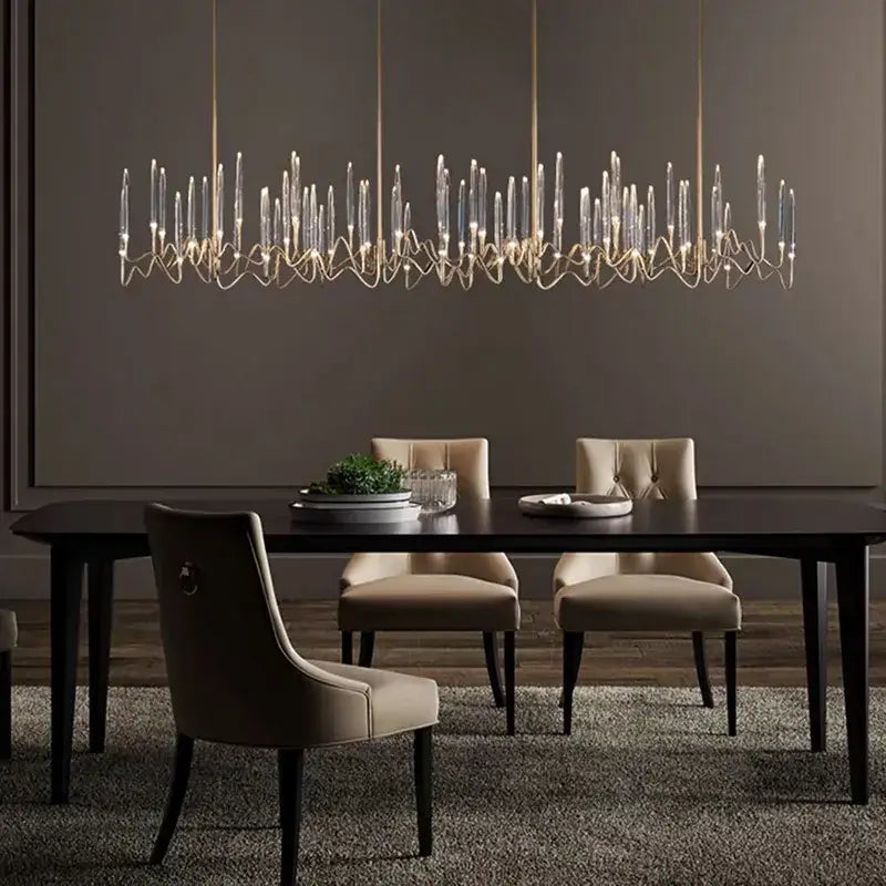 Gold Branch Chandelier with Acrylic Lampshade