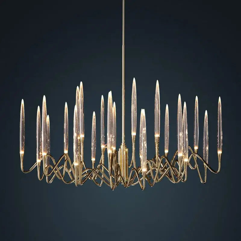 Gold Branch Chandelier with Acrylic Lampshade