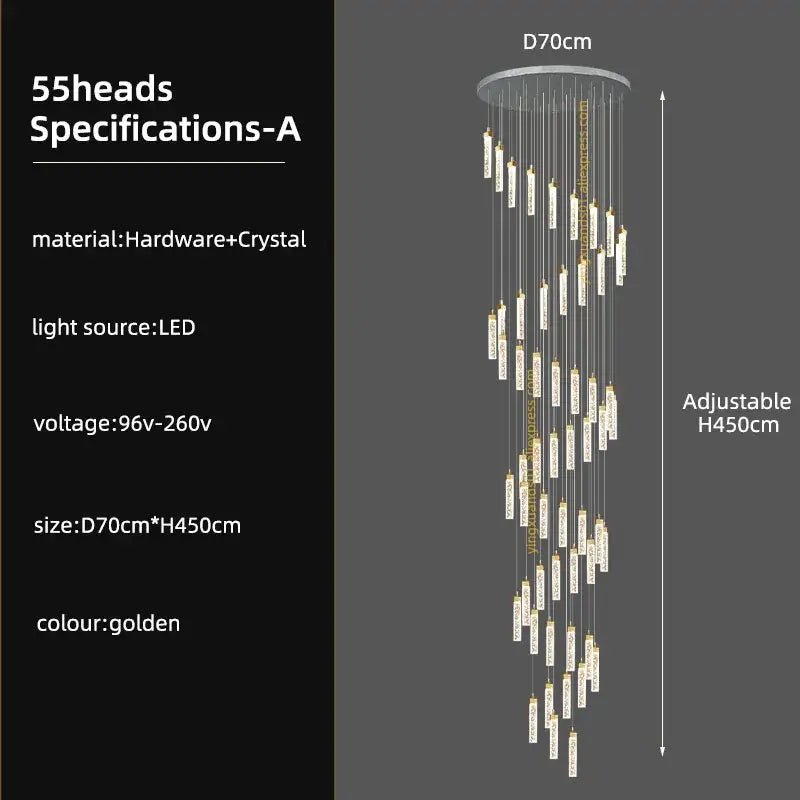 Gold Crystal Nordic Staircase Light