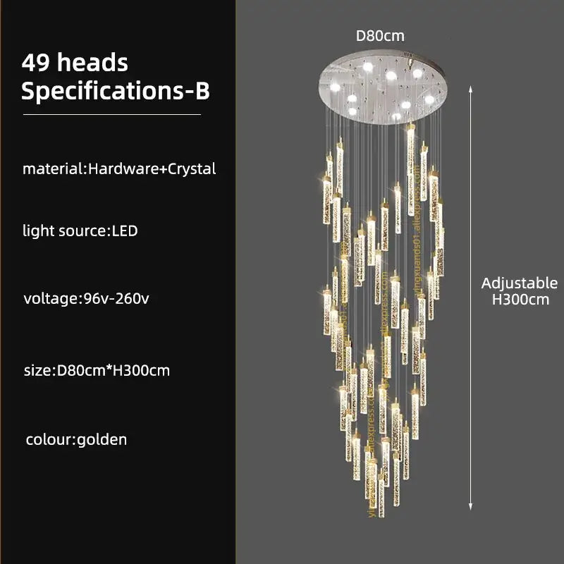 Gold Crystal Nordic Staircase Light