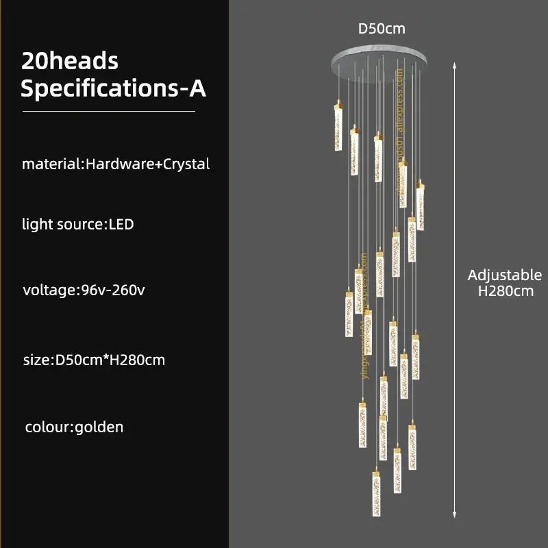 Gold Crystal Nordic Staircase Light