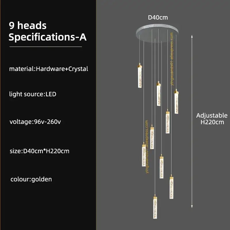 Gold Crystal Nordic Staircase Light