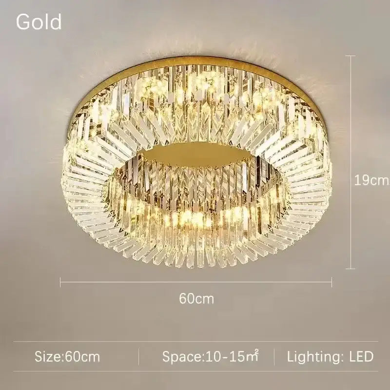 Gold Crystal Glass Bedroom Ceiling Lamp