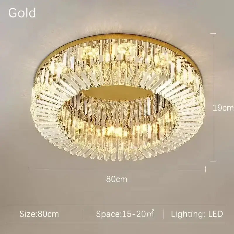 Gold Crystal Glass Bedroom Ceiling Lamp