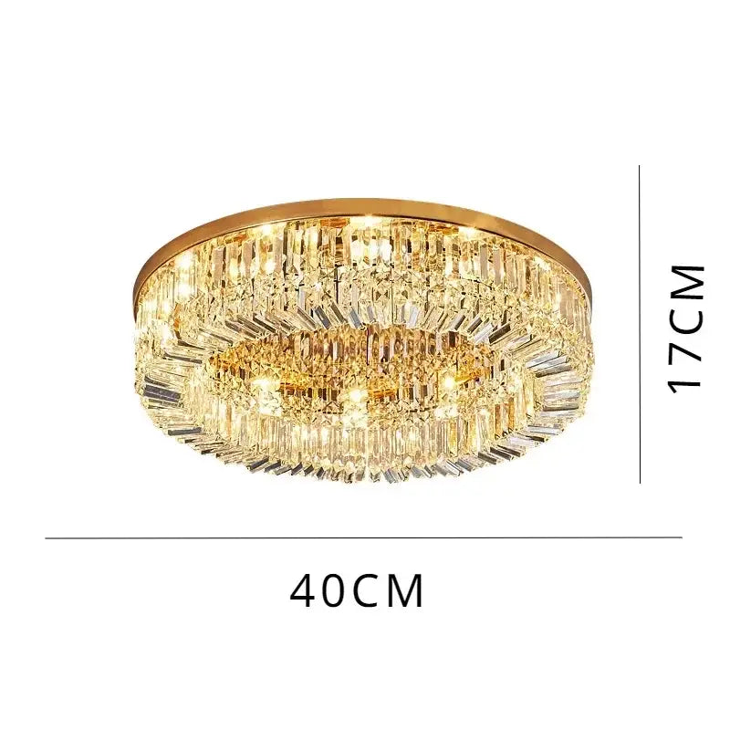 Gold Crystal Glass Bedroom Ceiling Lamp