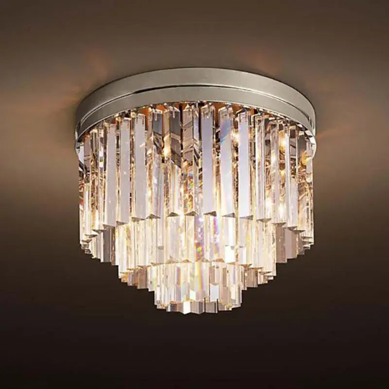 Chrome Crystal Tiered 95cm Ceiling Light