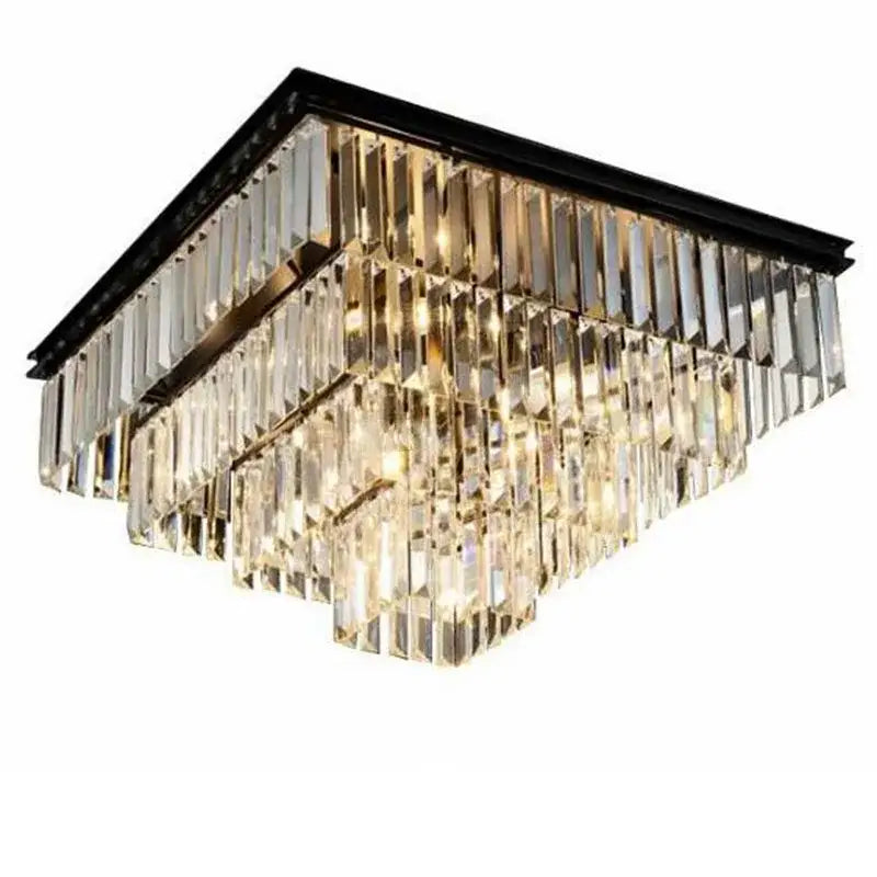 Black Crystal Chrome-Body 95cm Ceiling Chandelier