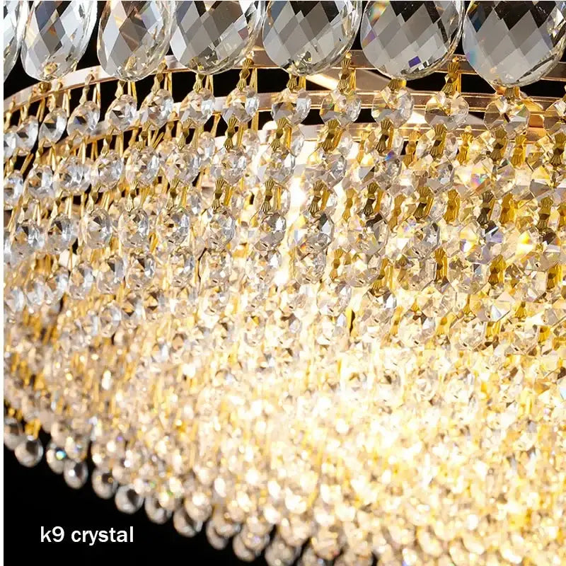 Gold Round Crystal Ceiling Light