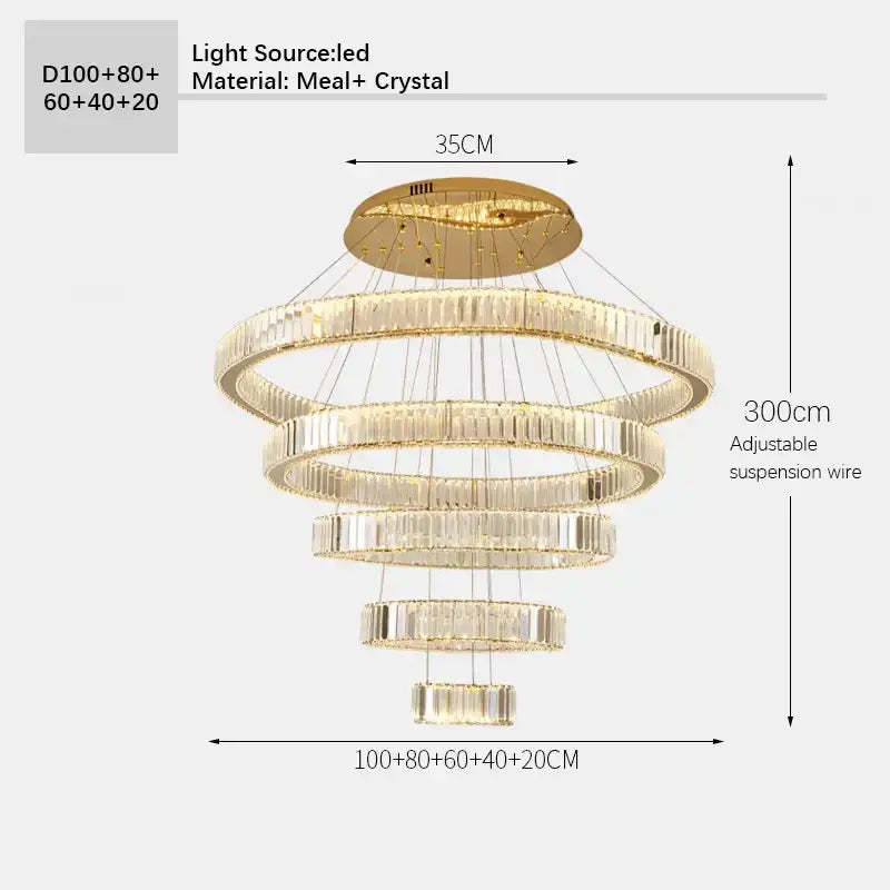 Crystal Double Ring 120cm Chandelier
