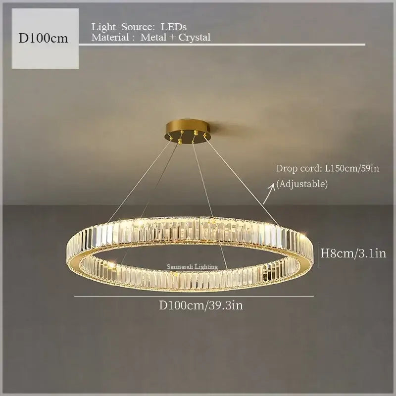 Crystal Double Ring 120cm Chandelier