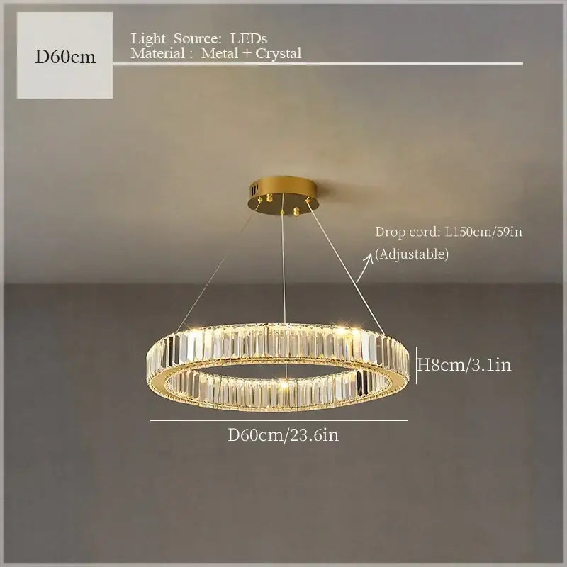 Crystal Double Ring 120cm Chandelier