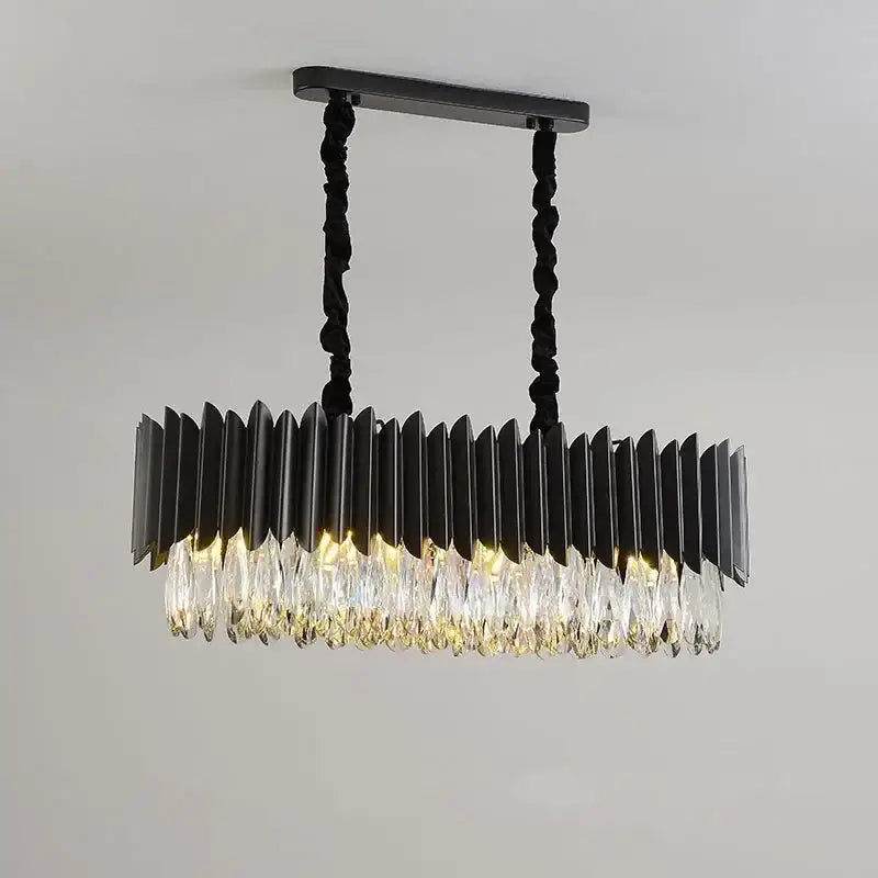 Gold Crystal Pendant Light Oval 75cm Design