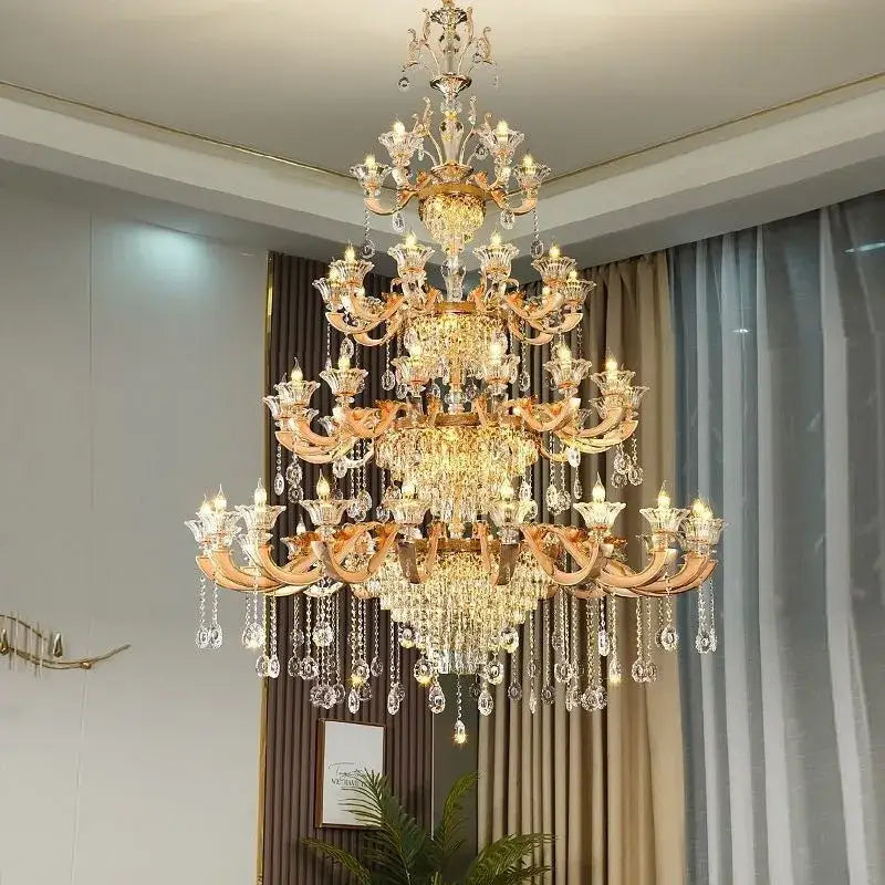 Gold Crystal 50-Head Chandelier Light