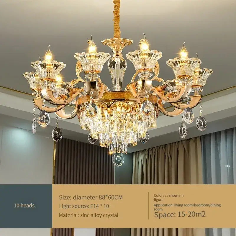 Gold Crystal 50-Head Chandelier Light