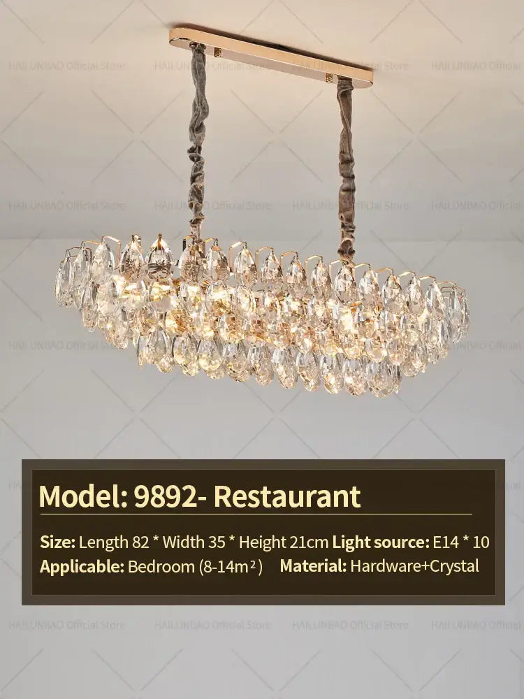 Gold Teardrop Crystal 82cm Chandelier
