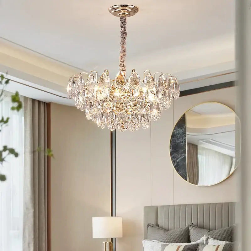 Gold Teardrop Crystal 82cm Chandelier