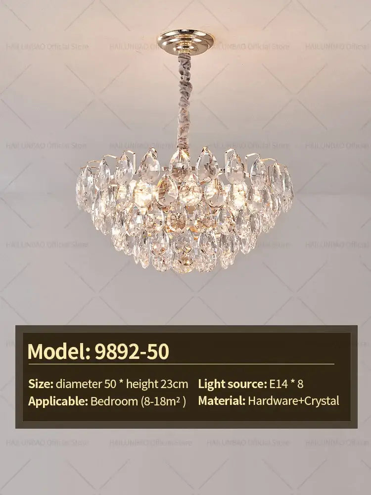 Gold Teardrop Crystal 82cm Chandelier