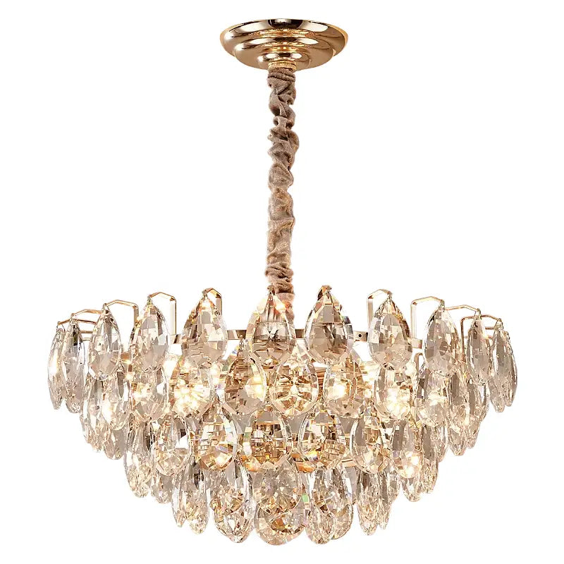 Gold Teardrop Crystal 82cm Chandelier