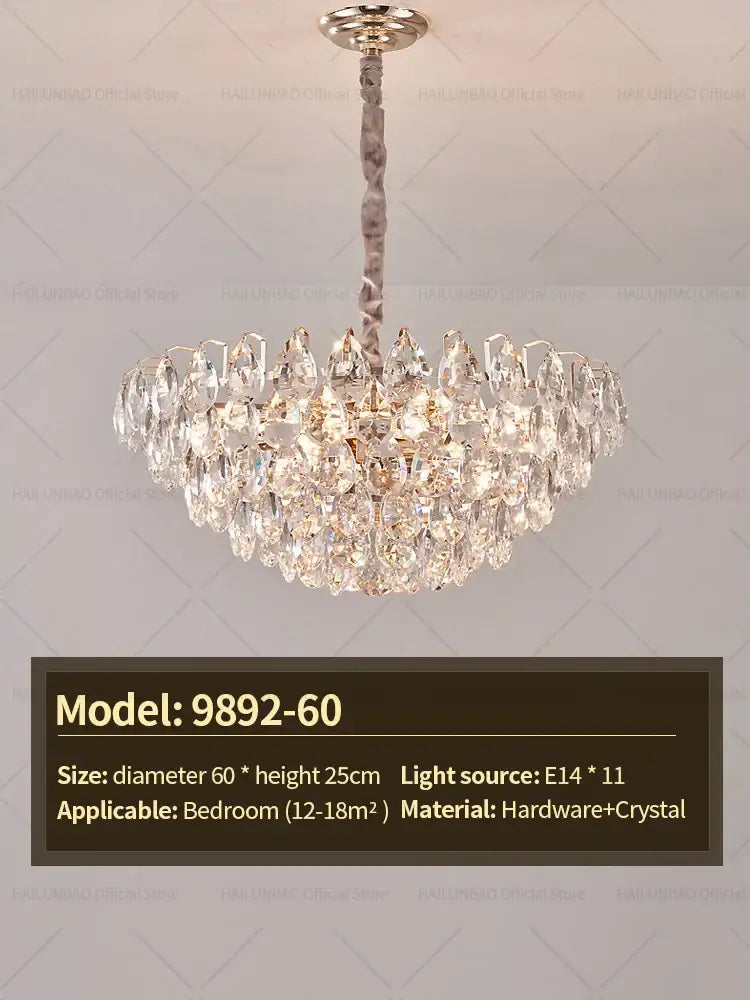 Gold Teardrop Crystal 82cm Chandelier