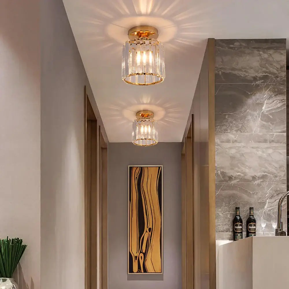 Gold Crystal Polished-Gold Pendant Light